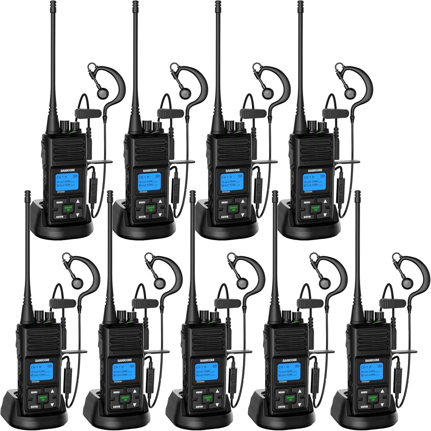 SAMCOM Programmable UHF Two-Way Radios — 9-Pack